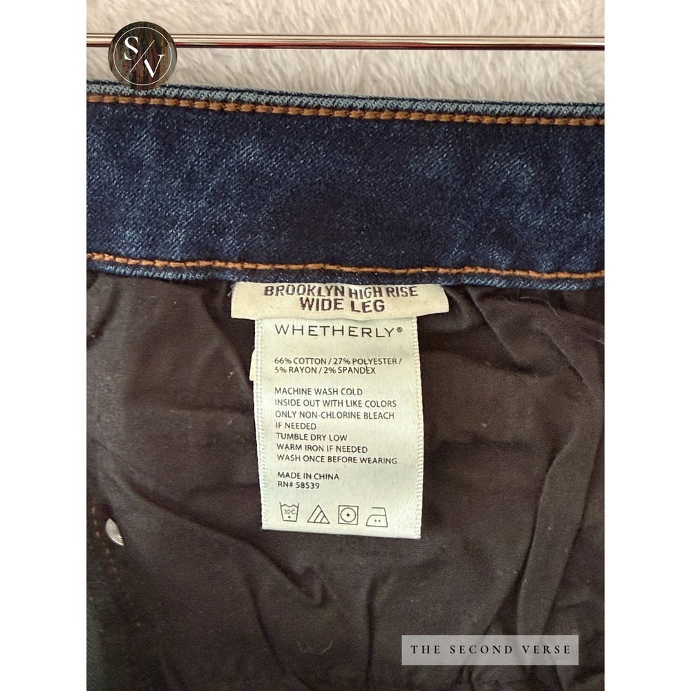 Whetherly Women Wide Leg Crop Jeans Dark Wash Raw Hem Denim Size 32/14 - Picture 13 of 13
